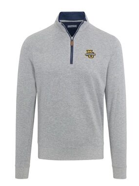 NEW Collars & Co. Light Gray Marquette Heather Cloud Cotton Quarter Zip Large